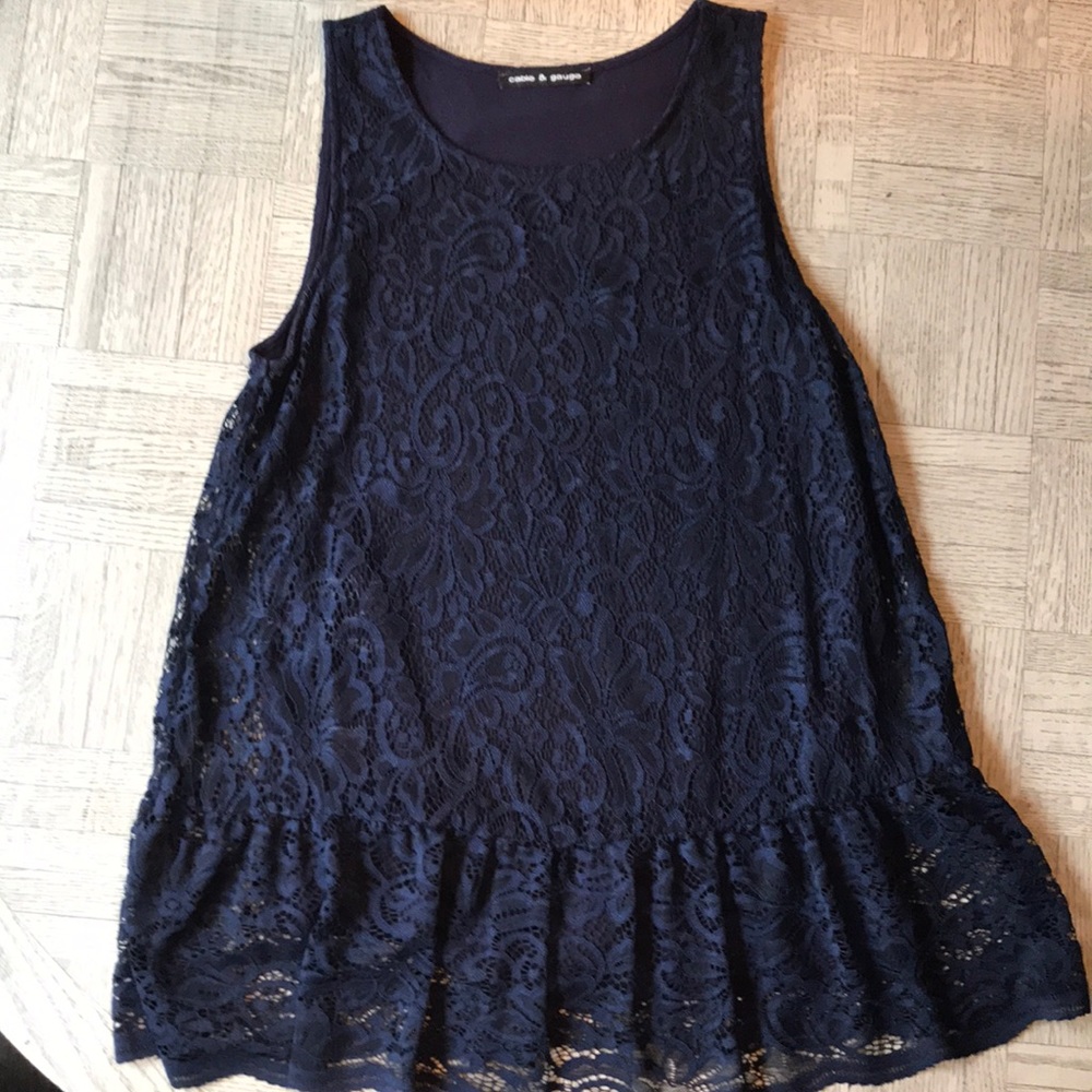 Navy lace tank.  Size medium